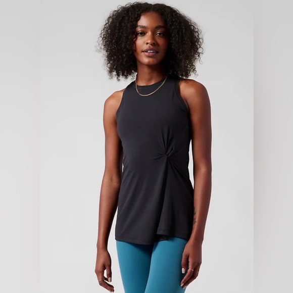 Athleta Women’s Radiate Twist Tank Top Cami Long Black Soft Tencel/Modal Blend M - Picture 1 of 11